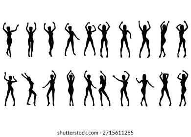 Dancing figures black silhouettes white