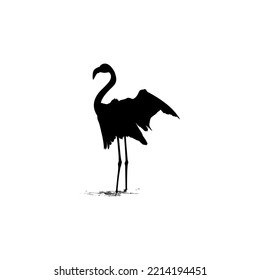 Dancing Flamingo Silhouette for Icon, Symbol, Logo, Art Illustration, Pictogram, Website, or Graphic Design Element. Vector Illustration