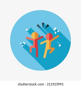 Dancing flat icon with long shadow,eps10