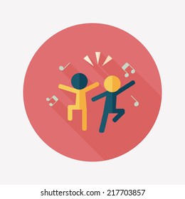 Dancing flat icon with long shadow,eps10