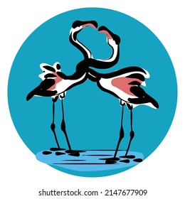 Dancing fleming birds vector illutration isolated