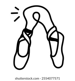 Dancing footwear icon in hand drawn style
