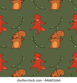 Dancing fox and squirrel pattern