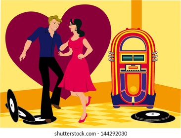 Dancing in front of a jukebox