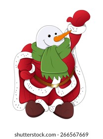 Dancing Funny Snowman Santa Claus Character