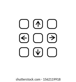 Dancing game, pad, arcade, retro. On white background.