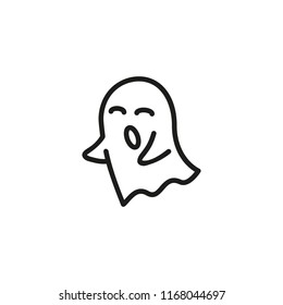 Dancing ghost line icon. Singing, fun, carefree. Halloween concept. Vector illustration can be used for topics like emoji, phantom, spirit