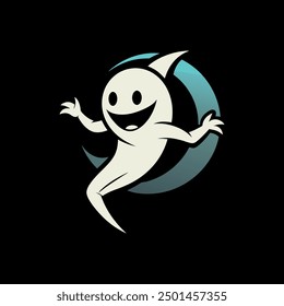 Dancing Ghost Logo Vector Icons Symbol Design Illustration