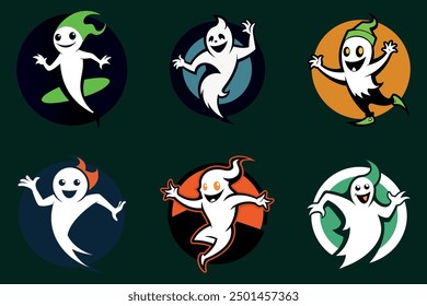 Dancing Ghost Logo Vector Icons Symbol Design Illustration