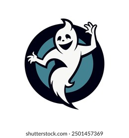 Dancing Ghost Logo Vector Icons Symbol Design Illustration