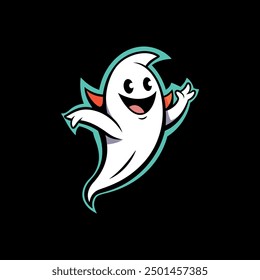 Dancing Ghost Logo Vector Icons Symbol Design Illustration