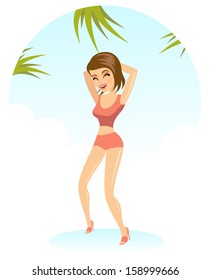 Dancing girl 2 vector illustration with background