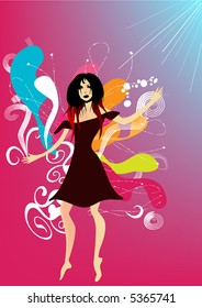 dancing girl abstract background
