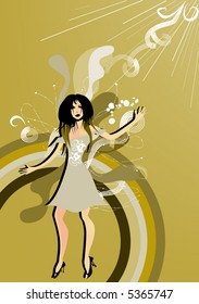 dancing girl abstract background