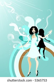 dancing girl abstract background