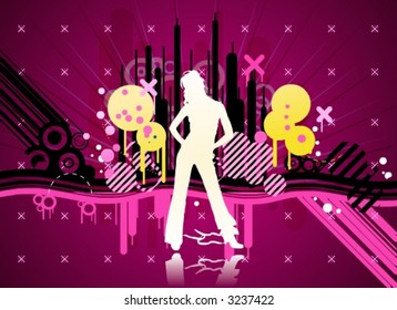 dancing girl background grunge flyer