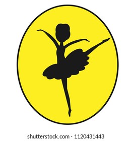 A dancing girl is the Ballet-dancer isolated on a yellow background