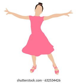 Dancing girl. Ballroom dances. Colored silhouette. Vector illustration isolated on white background