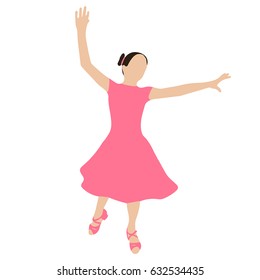 Dancing girl. Ballroom waltz posture. Colored silhouette. Vector illustration isolated on white background