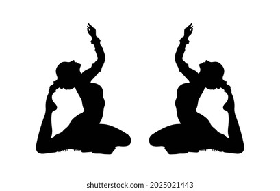 dancing girl black silhouette isolated white background. Vector illustration.