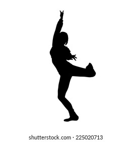 dancing girl black silhouette isolated white background. Vector illustration.