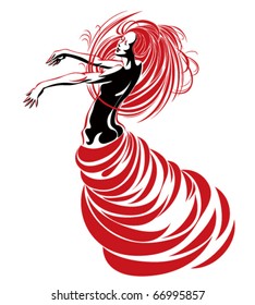 Dancing girl. Breaking free. 2 color simple version.