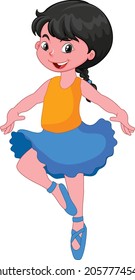 Dancing girl cartoon vector art and illustration