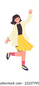 Dancing girl character flat illustration