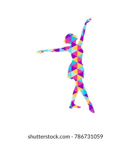 dancing girl in colorful art. Vector illustration creative.