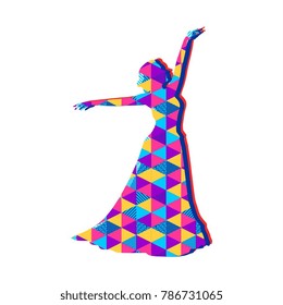 dancing girl in colorful art. Vector illustration creative.