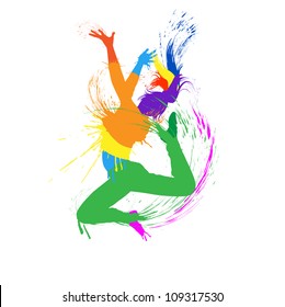 Dancing Girl Colorful Spots Splashes On Stock Vector (Royalty Free ...