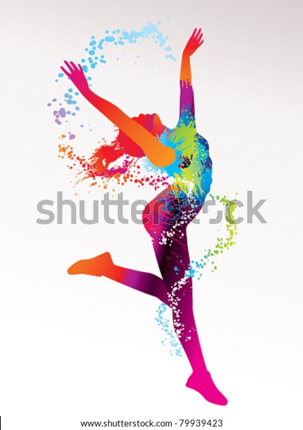 Dancing Girl Colorful Spots Splashes On Stock Vector Royalty Free