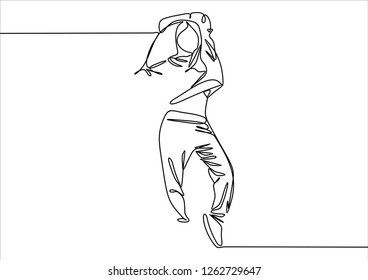 Dancing girl. Continuous line