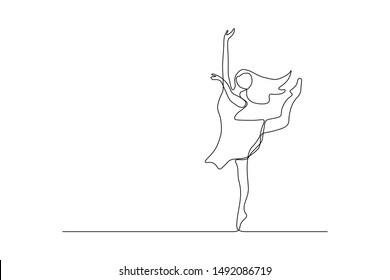 Dancing Girl Continuous Line Art Drawing Stock Vector (Royalty Free ...