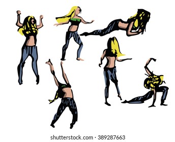 dancing girl in different poses