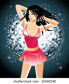Dancing girl with disco background