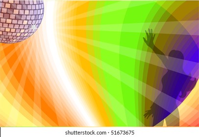 Dancing girl with disco background.