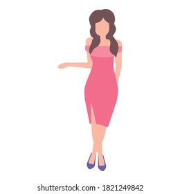Icono plano de chica bailarina aislado en fondo blanco