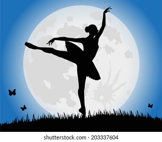 dancing girl and full moon