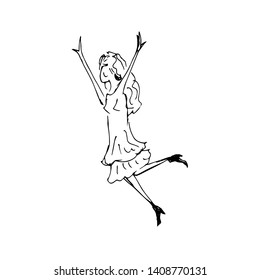Dancing girl. Hand drawn sketch. Vector illustration.