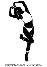 Chica bailarina Hands Up Silhouette. Clipart de Vector aislado en blanco.