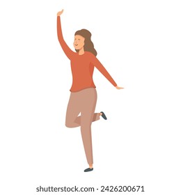 Icono de niña bailarina vector de dibujos animados. Fiesta en la oficina. Celebración del premio joven