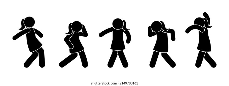 dancing girl icon, isolated female silhouettes, dance poses set, woman vector illustration