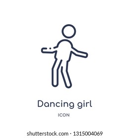 dancing girl icon from people outline collection. Thin line dancing girl icon isolated on white background.