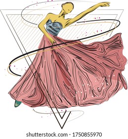 A Dancing Girl  illustration for party