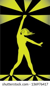 Dancing girl lighting up the space around her, vector
