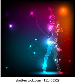 Dancing girl  made of light