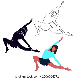 Dancing girl,  Modern dance, on white background - vector