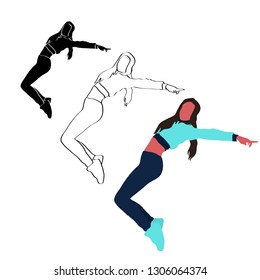 Dancing girl,  Modern dance, on white background - vector