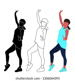 Dancing girl,  Modern dance, on white background - vector